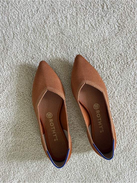 Rothy's Shoes - Rothy's Pointed Knit Flats in Rust with Blue Trim